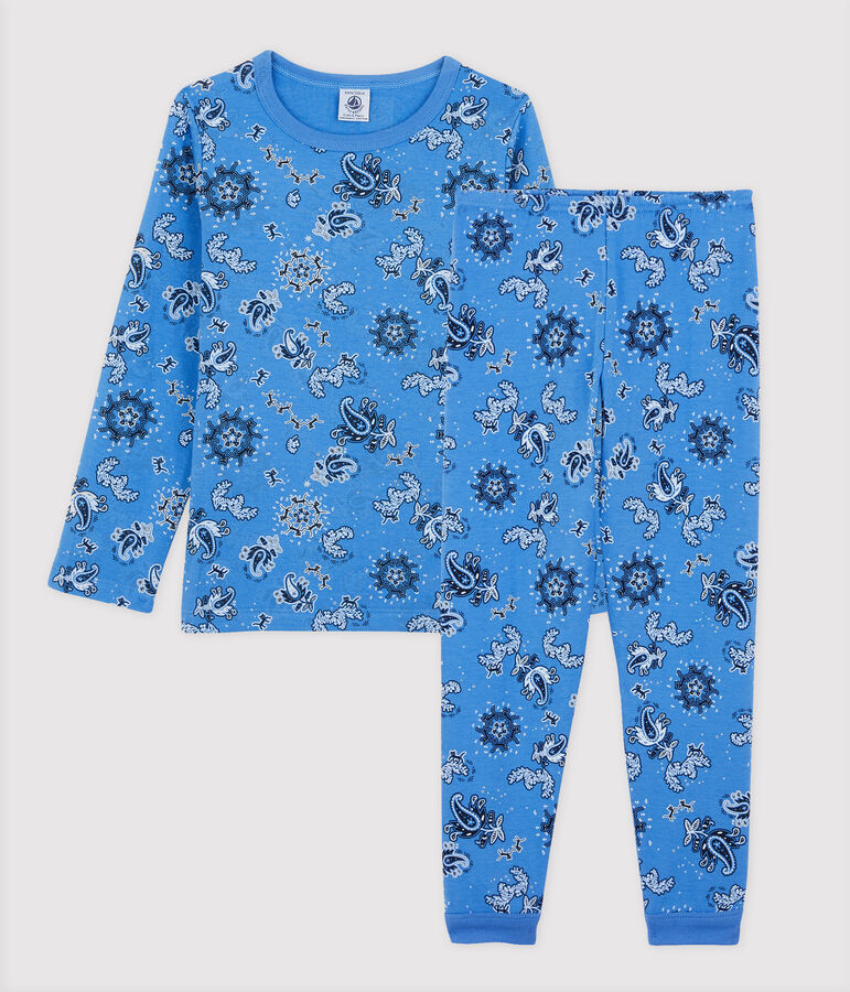 Pyjama bandana en tubique enfant bleu/multicouleur