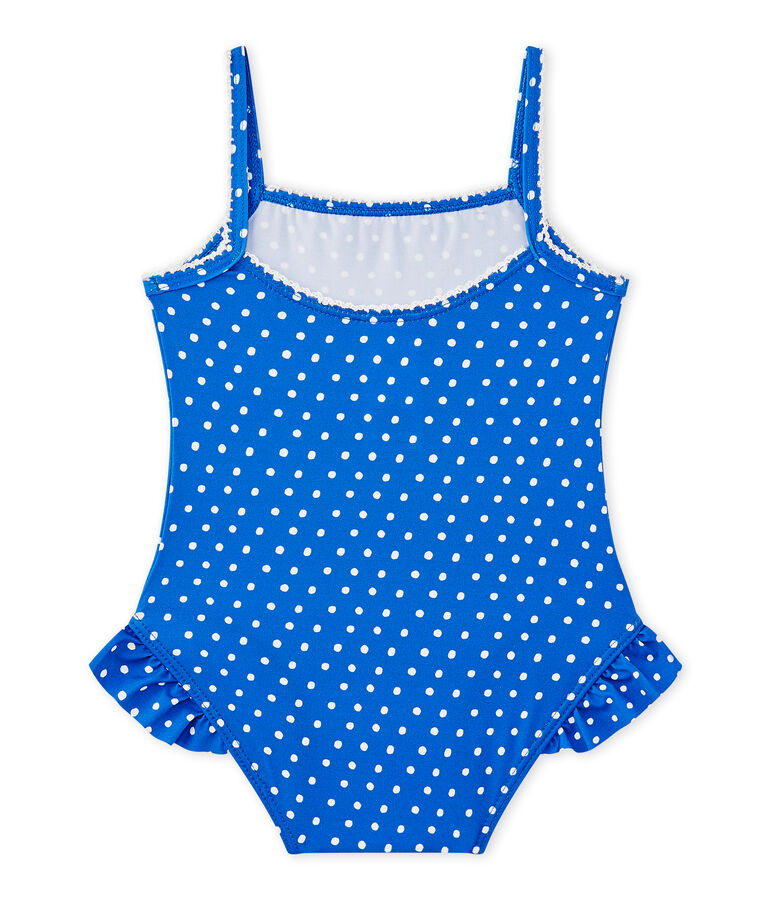 Badpak met stippen voor babymeisjes blauw/wit