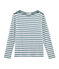 Dames_t-shirt met lange mouwen blauw FONTAINE/wit MARSHMALLOW