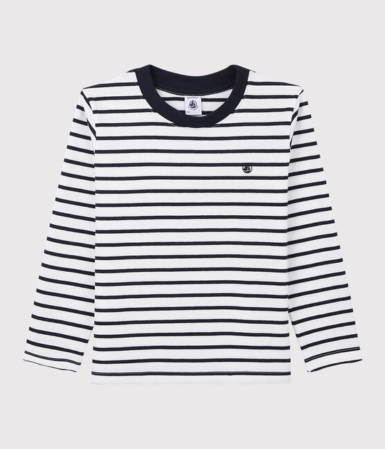 Tee-shirt en jersey enfant fille - garçon blanc MARSHMALLOW/bleu SMOKING