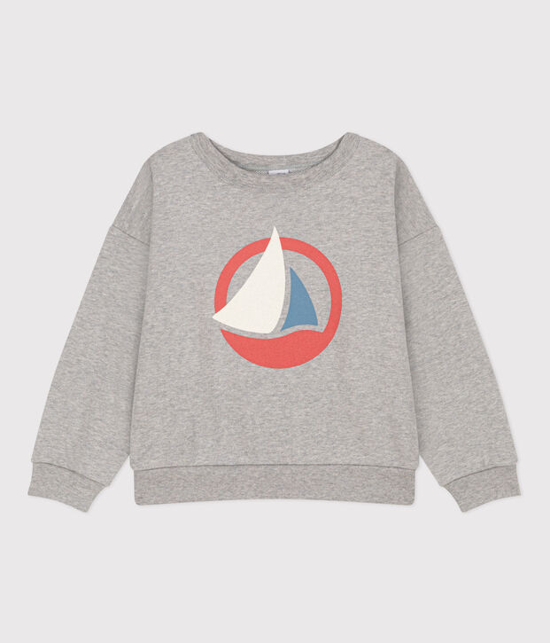 Sweater in molton voor jongens grijs