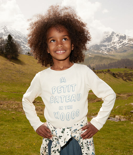 T-shirt met lange mouwen uit katoen voor meisjes/jongens wit AVALANCHE/ ROVER/ MULTICO