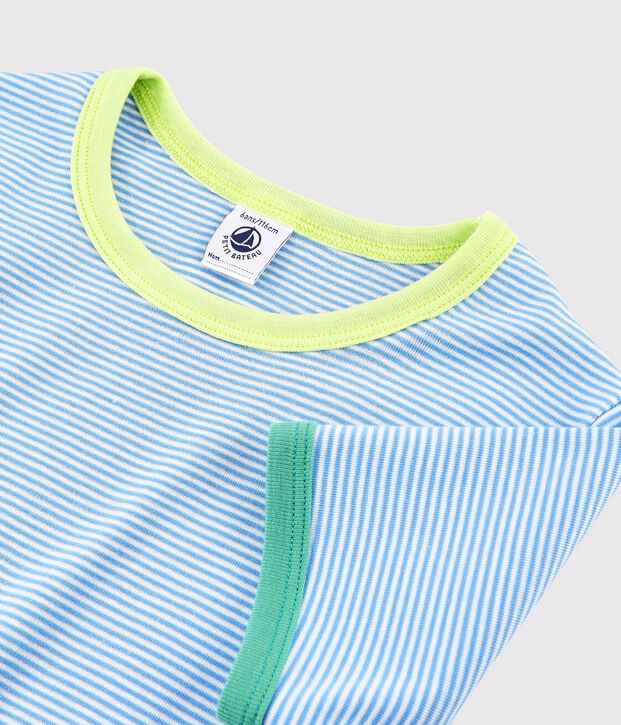 Pyjacourt en coton enfant bleu/blanc