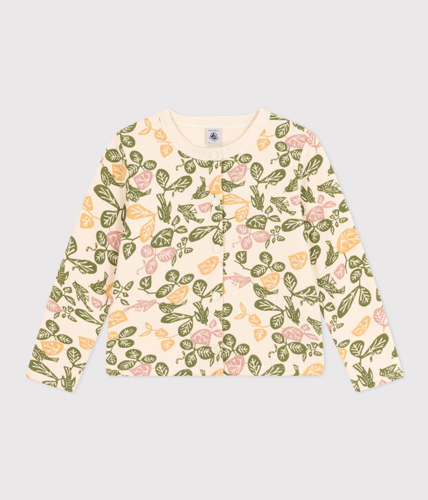 Cardigan voor meisjes in katoen ecru/multicouleur