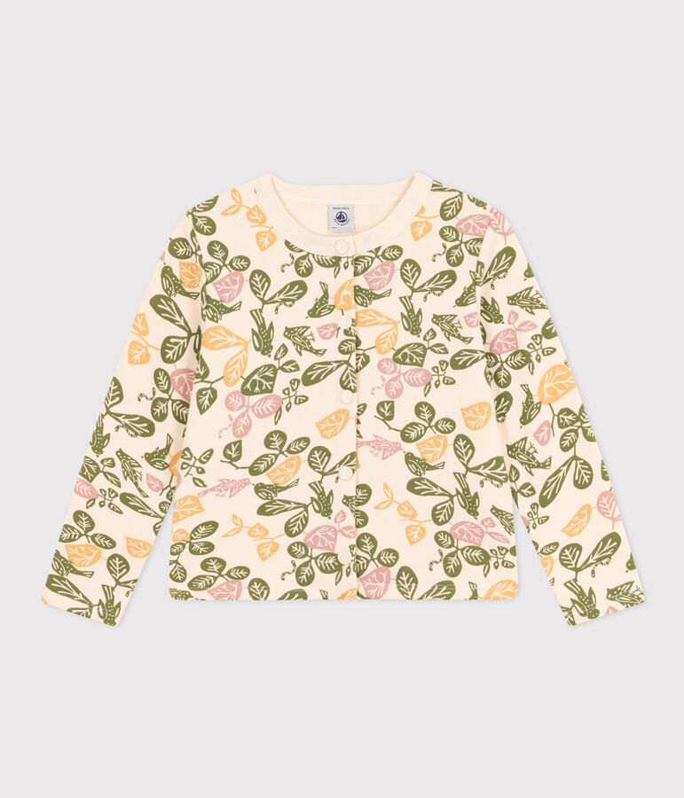 Cardigan en coton enfant fille &eacute;cru/multicouleur