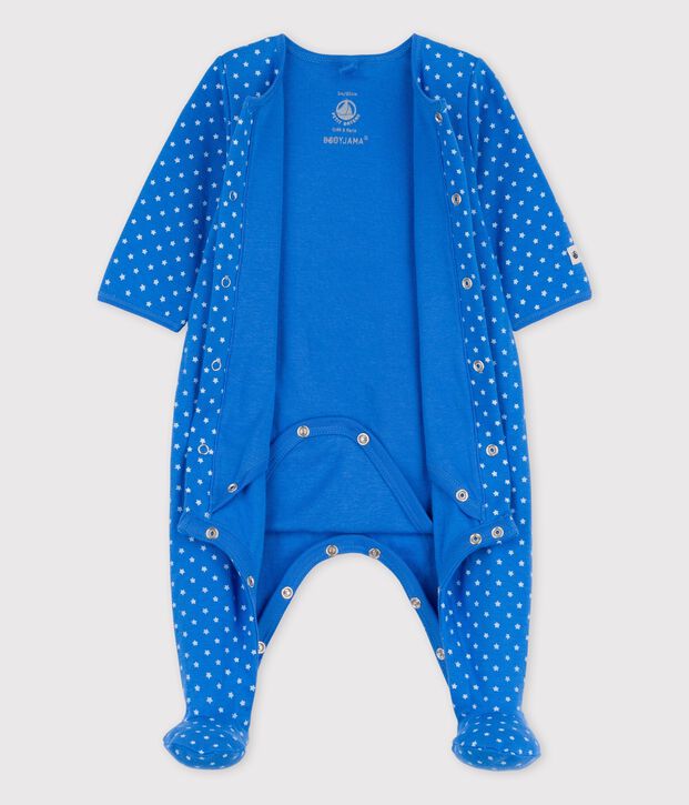 Bodyjama b&eacute;b&eacute; en coton biologique bleu/blanc