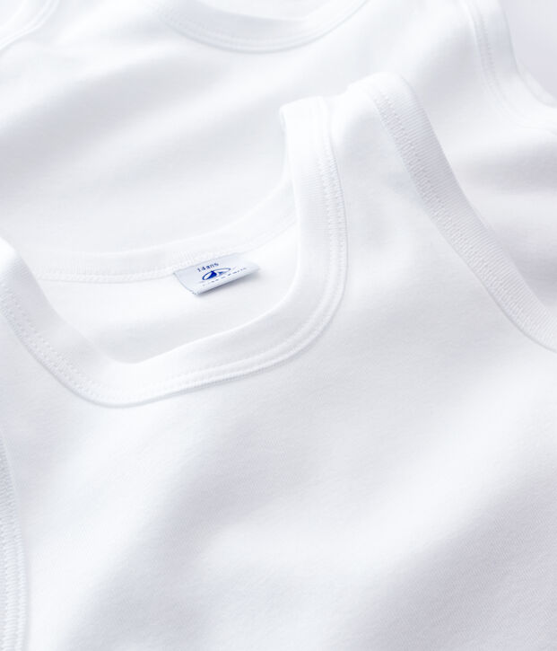 Lot de 2 d&eacute;bardeurs blancs gar&ccedil;on en coton biologique multicouleur