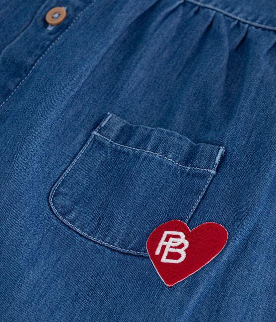 Babyjurkje in denim met lange mouwen en kraagje blauw DENIM CLAIR