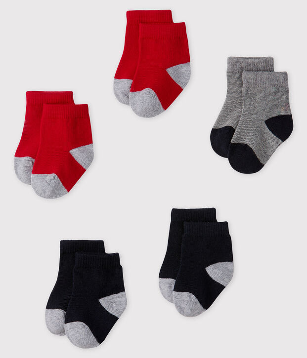 Set van 5 paar onmisbare sokken voor baby jongen blauw/rood