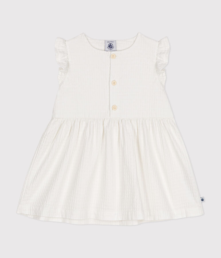 Robe sans manche en coton fa&ccedil;onn&eacute; b&eacute;b&eacute; blanc