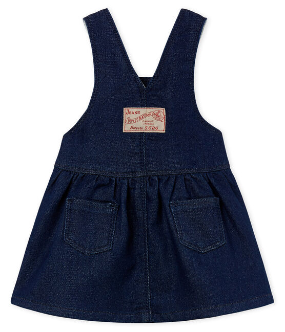 Robe salopette bébé fille en maille effet denim bleu MEDIEVAL/beige ECRU CN