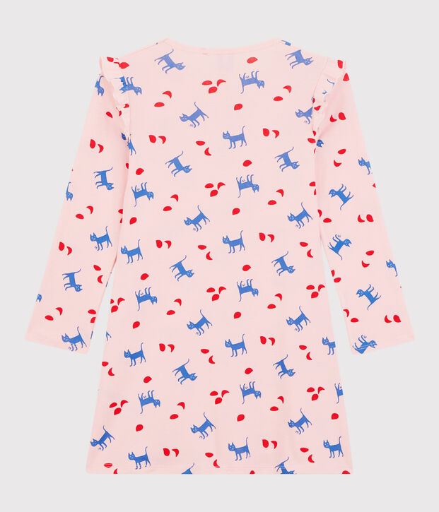Chemise de nuit manches longues chats rose/multicouleur
