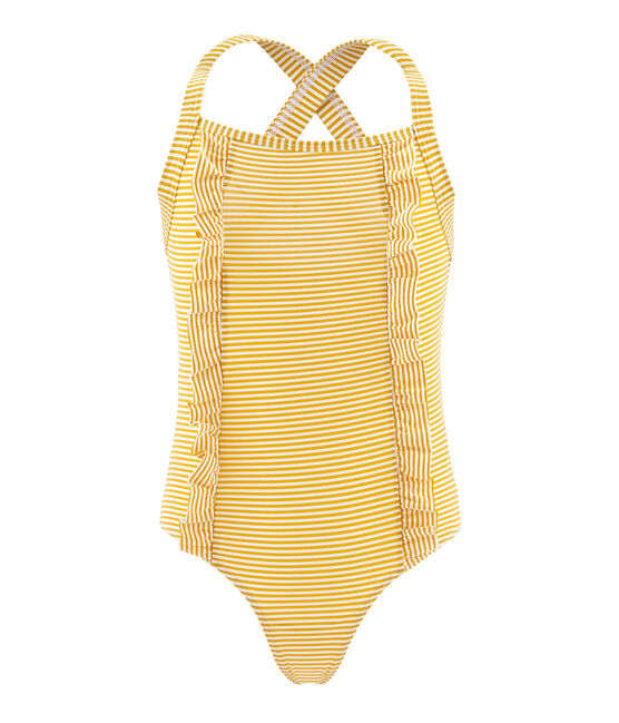 Maillot de bain 1 pièce enfant fille jaune BAMBOO/blanc MARSHMALLOW