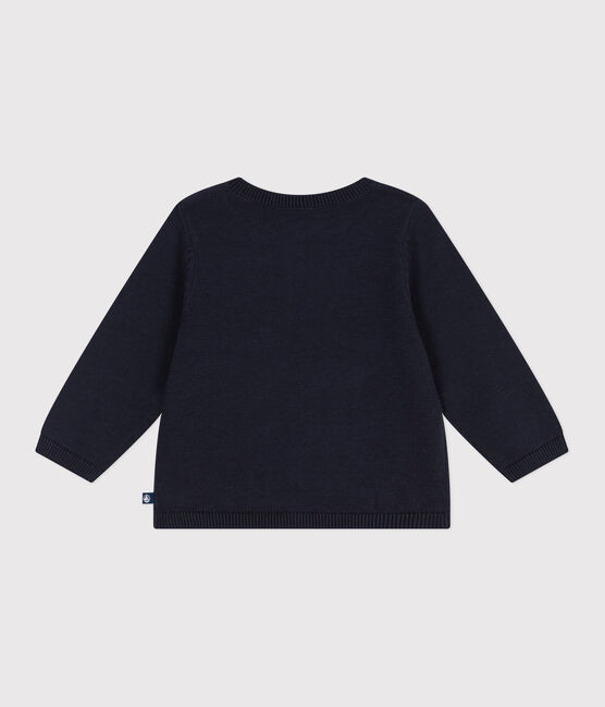 Effen gebreid babyvestje in katoen blauw SMOKING