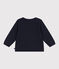 Effen gebreid babyvestje in katoen blauw SMOKING