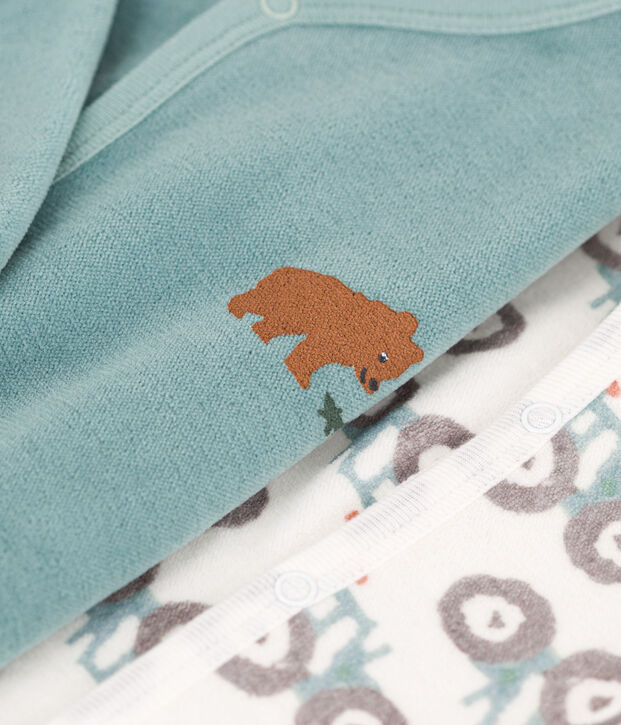 Setje met 2 fluwelen babypyjama's multicouleur