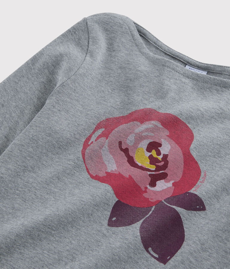 Tee-shirt s&eacute;rigraphi&eacute; enfant fille gris