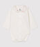 Body blanc à col bébé en coton biologique blanc MARSHMALLOW