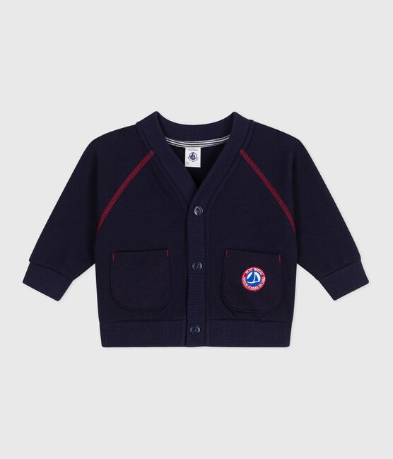 Cardigan bébé en coton uni, coutures contrastées SOIR