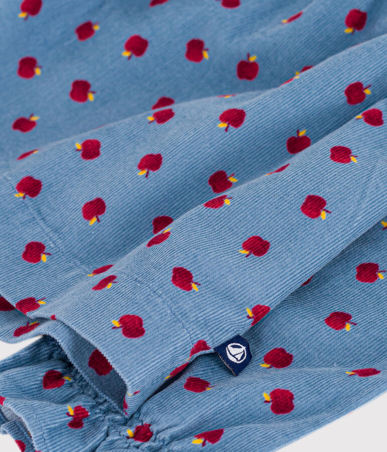 Kinderbloesje van velours met lange mouwen en print blauw/multicouleur