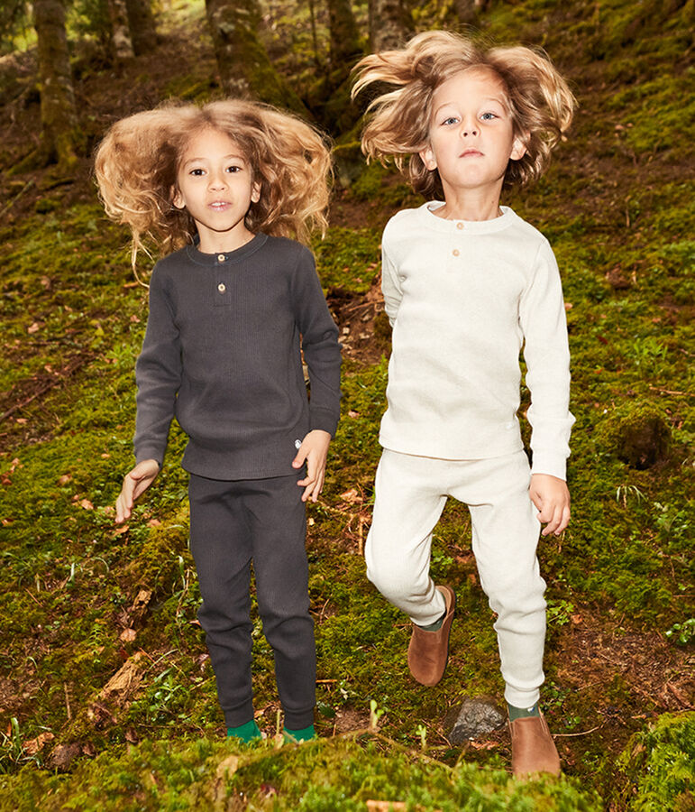 Katoenen pyjama voor kleine meisjes en jongens beige