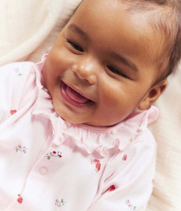 Katoenen babypyjama met bloemenprint roze/multicouleur