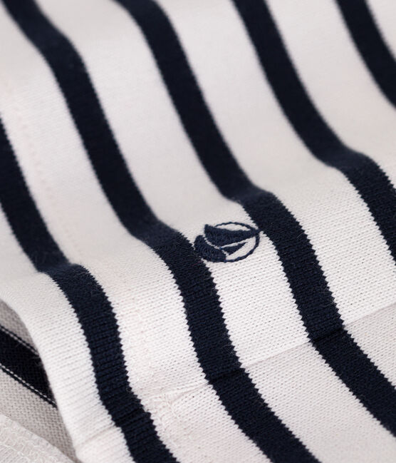 Katoenen marineshirt met knopen voor dames wit MARSHMALLOW/blauw SMOKING