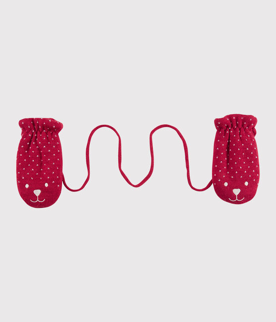 Babywanten gevoerd met microfleece rood TERKUIT