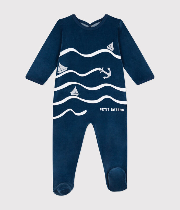 Dors bien en velours b&eacute;b&eacute; bleu