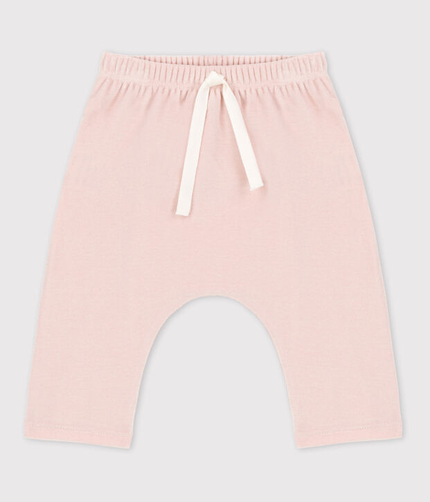 Babybroek van katoenen velours roze