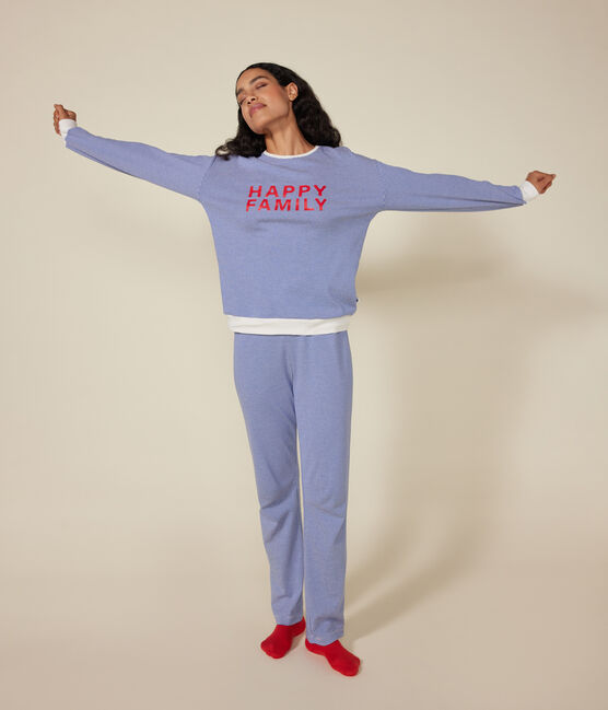 Pyjama en coton rayé femme bleu CALVIN/ MARSHMALLOW