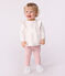 Effen katoenen babybloesje met lange mouwen wit MARSHMALLOW