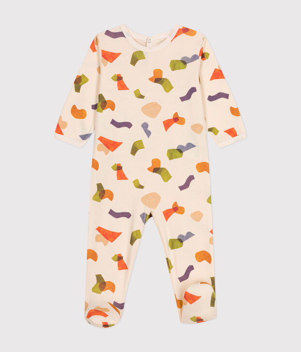 Pyjama imprim&eacute; en coton b&eacute;b&eacute; &eacute;cru/multicouleur