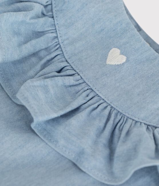 Blouse bébé en coton sans manches en chambray brodé bleu BLEU CLAIR