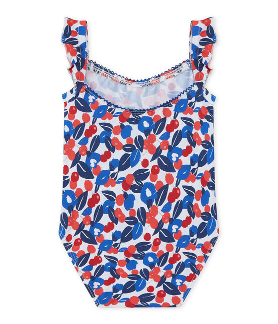 Maillot de bain bébé fille à fleurs blanc MARSHMALLOW/blanc MULTICO