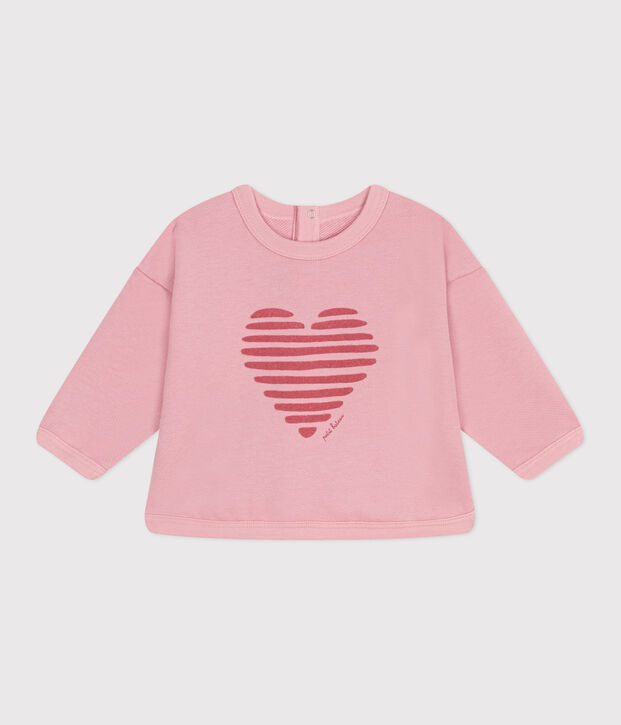 Sweat b&eacute;b&eacute; en coton uni rose