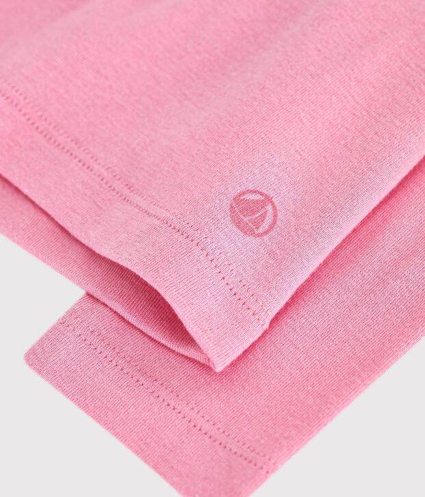 Tee-shirt &agrave; col enfant manches longues uni rose