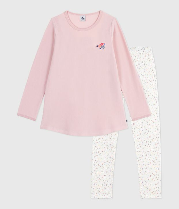 Fluwelen nachthemd en legging voor kinderen roze/multicouleur