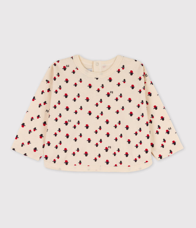 Baby-T-shirt met lange mouwen print in tubic ecru/multicouleur