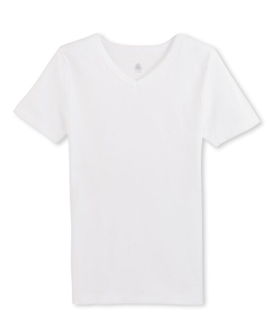 Tee-shirt manches courtes col V homme blanc ECUME