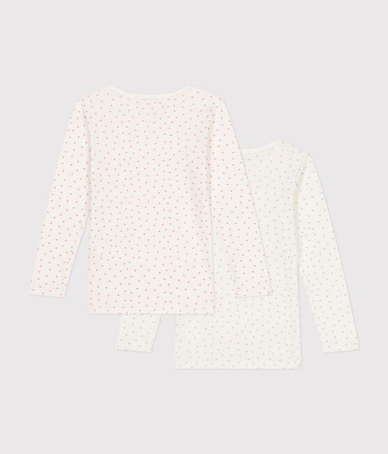 Lot de 2 tee shirts manches longues cœur en coton petite fille variante 1