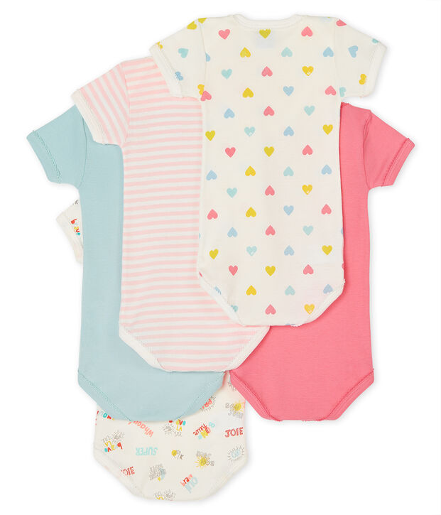 Set van 5 rompertjes met korte mouwen voor baby meisjes multicouleur