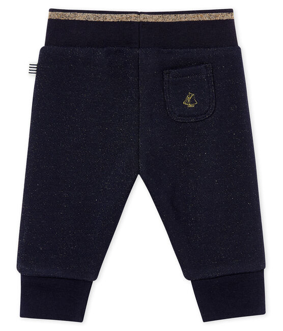 Glitterbroek in molton voor babymeisjes blauw SMOKING/geel DORE