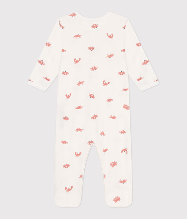 Katoenen babypyjama met krabjesprint wit/multicouleur