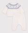 Gebreid babysetje met jacquardmotief. blauw/blauw