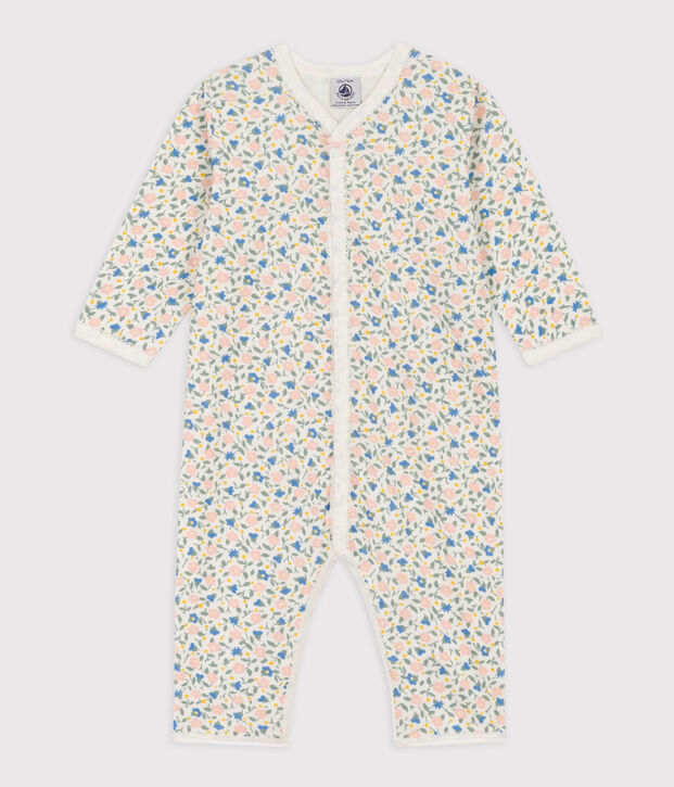 Dors-bien sans pieds fleurs en coton blanc/multicouleur