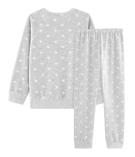 Pyjama petite fille en velours gris BELUGA/blanc MARSHMALLOW