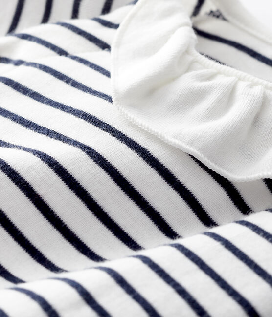 Combinaison longue à rayures bébé fille en côte blanc MARSHMALLOW/bleu SMOKING