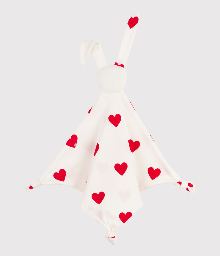 DOUDOU COEUR EN COTON blanc/rouge
