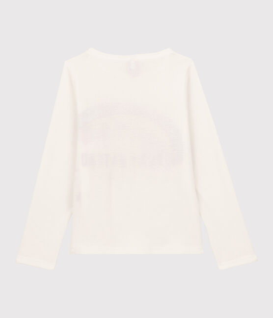 Katoenen meisjes t-shirt met lange mouwen wit MARSHMALLOW
